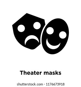 Theater masks icon vector isolated on white background, logo concept of Theater masks sign on transparent background, filled black symbol