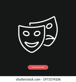 theater masks icon vector. Linear style sign for mobile concept and web design. theater masks symbol illustration. Pixel vector graphics - Vector.
