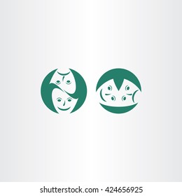 theater masks icon vector logo 