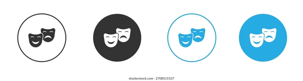 Icono de máscaras de teatro para Web, móvil.Ilustración vectorial