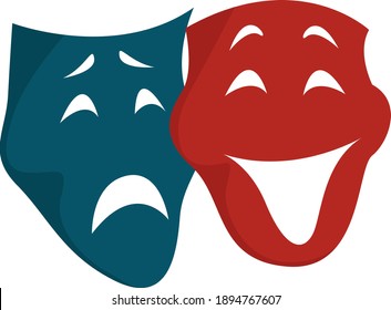 Theater masks, illustration, vector on white background