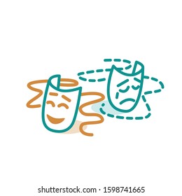Theater masks isolated icon. Comedy and tragedy. Masquerade icon design.