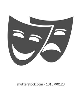 Theater masks isolated on white background. Theater logo, icon. Vector illustration for your design.