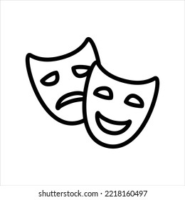 Theater Masks Line Icon Vector Graphic Illustration