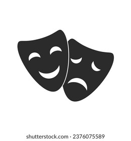 Theater masks. Theater mask icons. Vector theater icons on a white background. Black theatrical masks. Tragic and comic mask icons