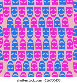  theater masks seamless  pattern . Hand drawn.