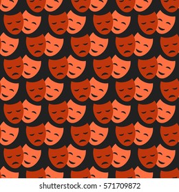 Theater masks seamless pattern vector.