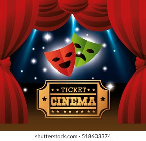 theater masks ticket cinema lights