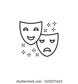 Theater masks tragedy comedy drama icon. Element of literature icon