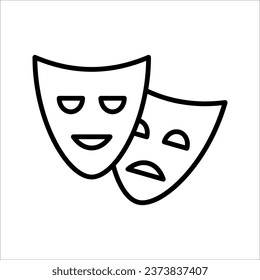 Theater masks. Vector art. Comedy and tragedy line theater masks vector illustration on white background