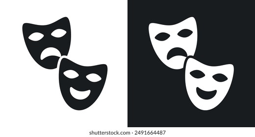 Theater masks vector icon set in solid style.