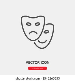 Theater masks vector icon. Theater symbol. Linear style sign for mobile concept and web design. Theater masks symbol illustration. Pixel vector graphics - Vector.
