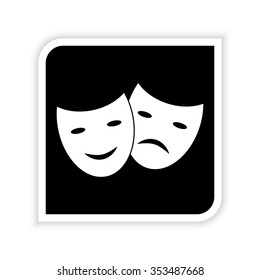 Theater masks -  white vector icon