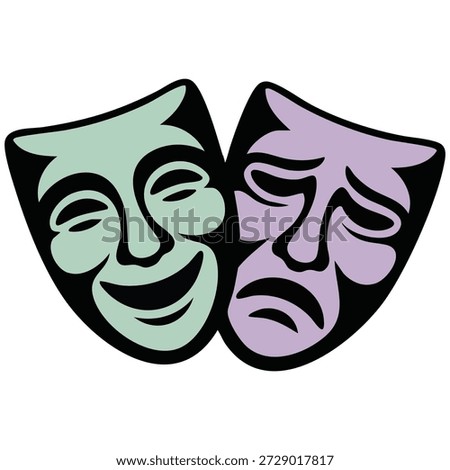 theater opera mask performance doodle isolated vector illustration on white background