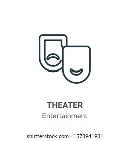 Theater outline vector icon. Thin line black theater icon, flat vector simple element illustration from editable entertainment concept isolated on white background