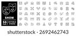 Theater performance icons set. line, editable line icons, drama and show symbols