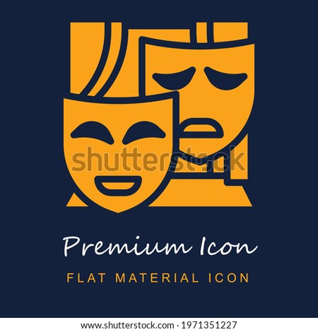 Theater premium material ui ux isolated vector icon in navy blue and orange colors