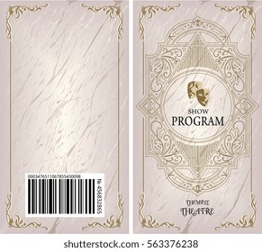 Theater Program Booklet Brochure, Cover, Book Background Marble, Plate, Antique, Pattern, Ornament, Laces