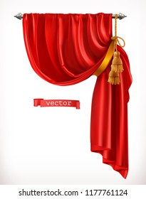 Theater. Red curtain. 3d realistic vector