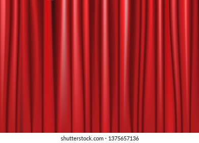 Theater red curtain with spot lighting. Vector illustration