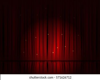 Theater Red Curtains. Vector Illustration. 