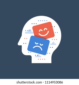 Theater Sad And Happy Face, Entertainment Performance, Emotional Intelligence And Empathy Concept, Positive Thinking, Mental Attitude, Bad And Good Feelings, Customer Feedback, Vector Icon