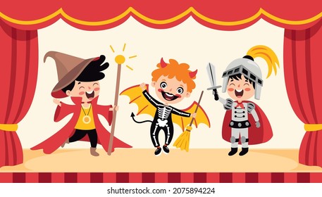 Theater Scene With Cartoon Characters