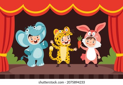 Theater Scene With Cartoon Characters