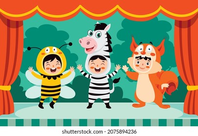 Theater Scene With Cartoon Characters