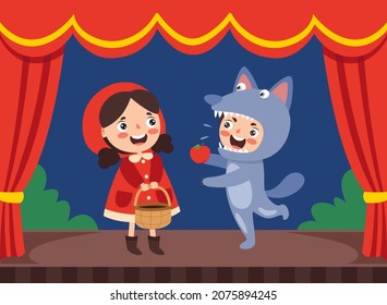 Theater Scene With Cartoon Characters