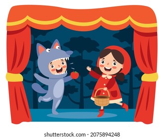 Escena De Teatro Con Personajes De Caricatura