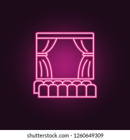 theater scene icon. Elements of Spotlight stage in neon style icons. Simple icon for websites, web design, mobile app, info graphics