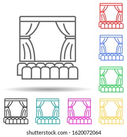theater scene multi color style icon. Simple thin line, outline vector of spotlight stage icons for ui and ux, website or mobile application