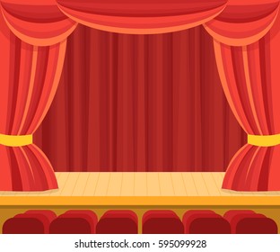 Theater Scene Red Curtain Presentation Performance Stock Vector ...