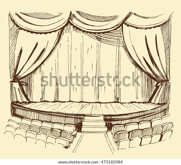 Theater Scenesketch Vector Illustration Isolated Stock Vector (Royalty