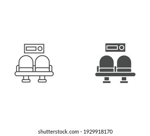 Theater seats vector line and filled icon isolated on white background. 