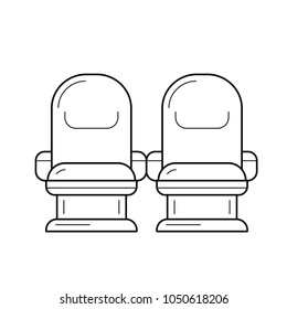 Theater seats vector line icon isolated on white background. Theater seats line icon for infographic, website or app. Icon designed on a grid system.
