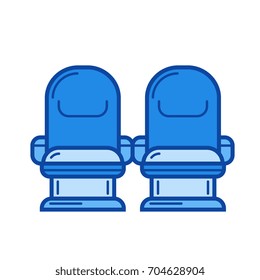 Theater seats vector line icon isolated on white background. Theater seats line icon for infographic, website or app. Blue icon designed on a grid system.