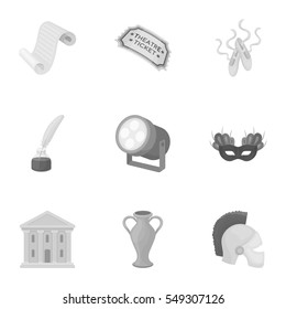 Theater set icons in monochrome style. Big collection of theater vector symbol stock illustration
