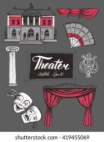 Theater set. Vector sketch. Isolated