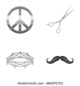 theater, show, business and other monochrome icon in cartoon style.territory, mustache, make-up icons in set collection.