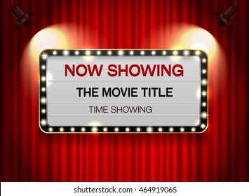 theater sign on curtain,light frame,neon,border