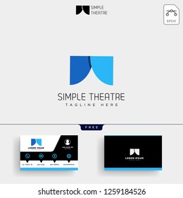 theater simple logo template vector illustration and business card design