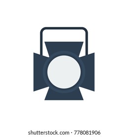 Theater spotlight icon flat symbol. Isolated vector illustration of studio light sign concept for your web site mobile app logo UI design.