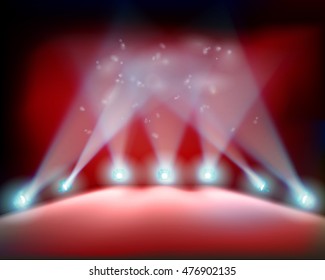 Theater stage before the premiere. Vector illustration. 