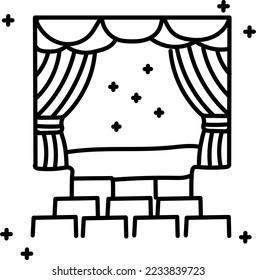 Theater stage hand drawn icon vector design