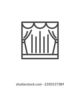 Icono de la línea de escenario del teatro. signo de estilo lineal para concepto móvil y diseño web. Las cortinas del teatro dibujan un icono vector de contorno. Símbolo, ilustración del logotipo. Gráficos vectoriales