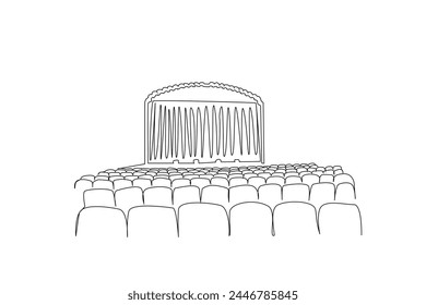 theater stage modern seats curtain one line art design vector