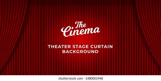Theater stage red curtain background with spotlight overlay. clean closed curtain backdrop template vector illustration.