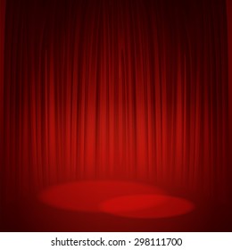 Theater stage with red curtain. Vector illustration EPS 10